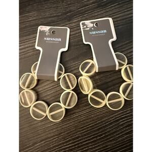 6/$25 Sussan Cream-Colored, Semi-Transparent Beads Bracelets (2)